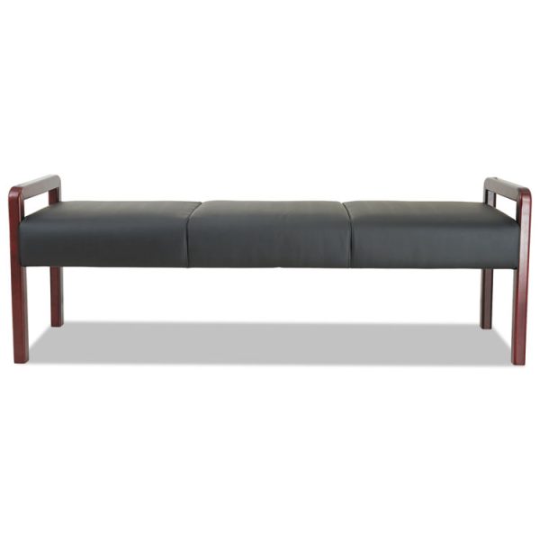 Alera Reception Lounge WL Series Bench, Three-Seater, 65.75w x 22.25d x 22.88h, Black/Mahogany - Image 3