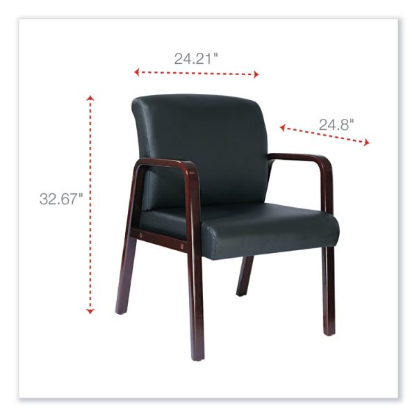 Alera Reception Lounge WL Series Guest Chair, 24.21" x 24.8" x 32.67", Black Seat, Black Back, Mahogany Base - Image 2
