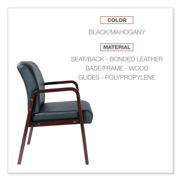 Alera Reception Lounge WL Series Guest Chair, 24.21" x 24.8" x 32.67", Black Seat, Black Back, Mahogany Base - Image 3