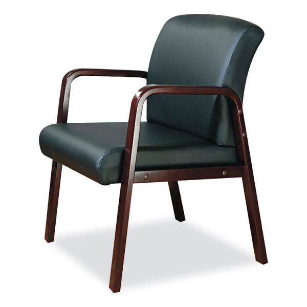 Alera Reception Lounge WL Series Guest Chair, 24.21" x 24.8" x 32.67", Black Seat, Black Back, Mahogany Base - Image 8