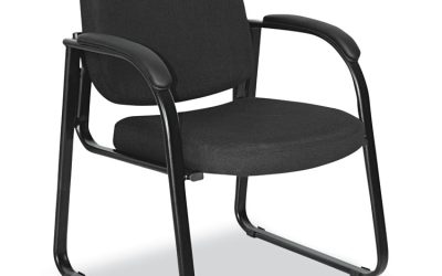 Alera Genaro Series Fabric Half-Back Sled Base Guest Chair, 25″ x 24.80″ x 33.66″, Black Seat, Black Back, Black Base