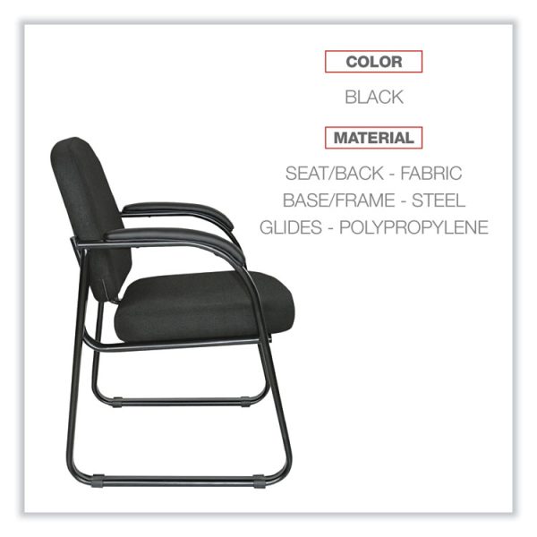 Alera Genaro Series Fabric Half-Back Sled Base Guest Chair, 25" x 24.80" x 33.66", Black Seat, Black Back, Black Base - Image 3