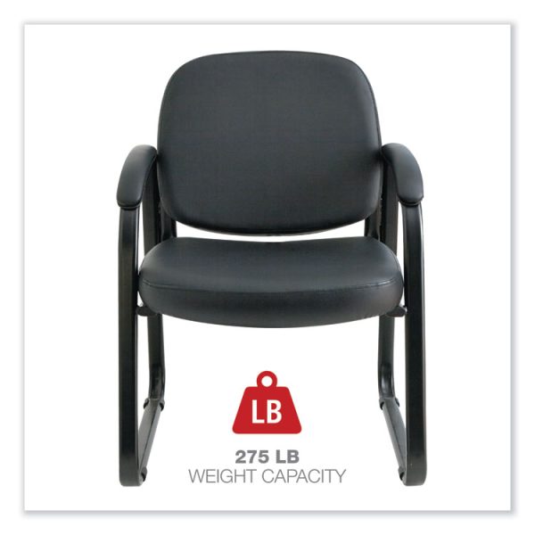 Alera Genaro Series Faux Leather Half-Back Sled Base Guest Chair, 25" x 24.80" x 33.66", Black Seat, Black Back, Black Base - Image 4