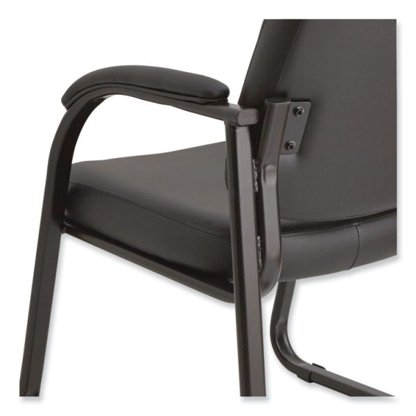 Alera Genaro Series Faux Leather Half-Back Sled Base Guest Chair, 25" x 24.80" x 33.66", Black Seat, Black Back, Black Base - Image 7