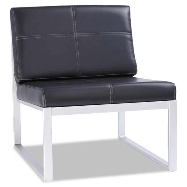 Alera Ispara Series Armless Chair, 26.57" x 30.71" x 31.1", Black Seat, Black Back, Silver Base - Image 6