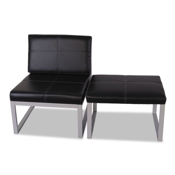 Alera Ispara Series Armless Chair, 26.57" x 30.71" x 31.1", Black Seat, Black Back, Silver Base - Image 4