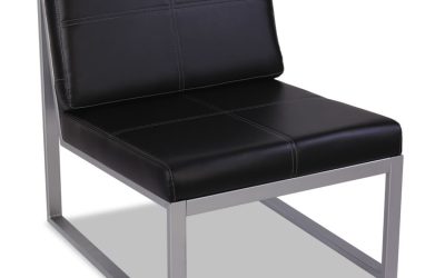 Alera Ispara Series Armless Chair, 26.57″ x 30.71″ x 31.1″, Black Seat, Black Back, Silver Base