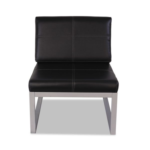 Alera Ispara Series Armless Chair, 26.57" x 30.71" x 31.1", Black Seat, Black Back, Silver Base - Image 3