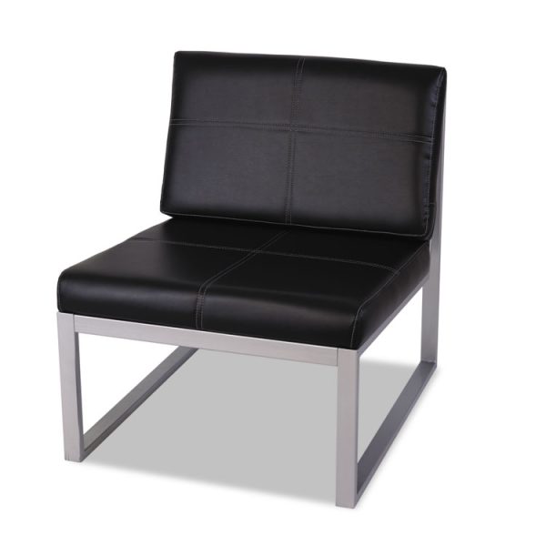 Alera Ispara Series Armless Chair, 26.57" x 30.71" x 31.1", Black Seat, Black Back, Silver Base - Image 2