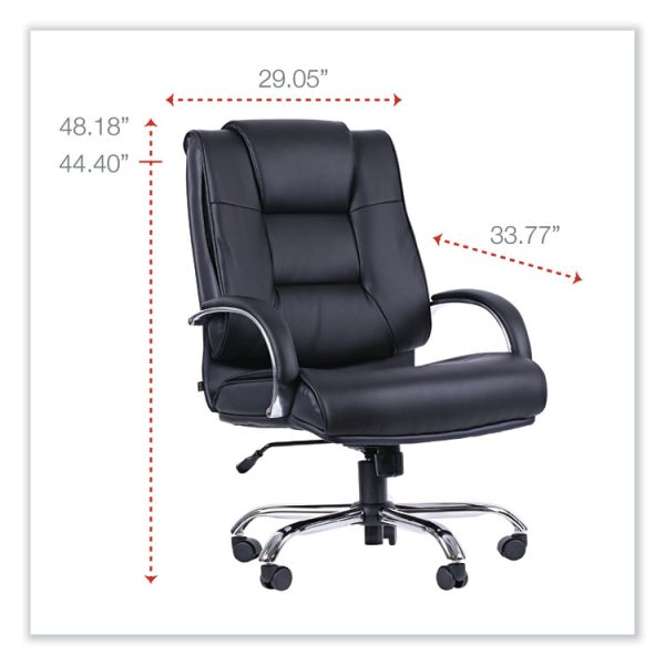 Alera Ravino Big/tall High-Back Bonded Leather Chair, Headrest, Supports 450 Lb, 20.07" To 23.74" Seat, Black, Chrome Base - Image 2