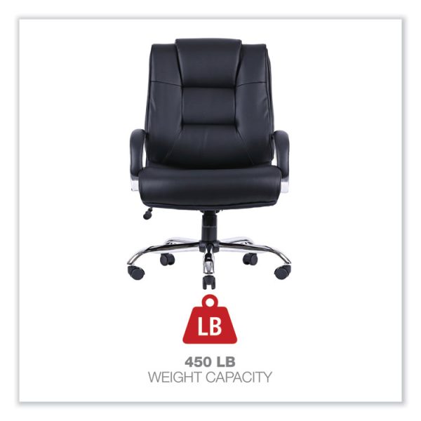 Alera Ravino Big/tall High-Back Bonded Leather Chair, Headrest, Supports 450 Lb, 20.07" To 23.74" Seat, Black, Chrome Base - Image 4