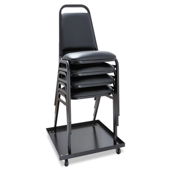 Padded Steel Stacking Chair, Supports Up to 250 lb, 18.5" Seat Height, Black Seat, Black Back, Black Base, 4/Carton - Image 3