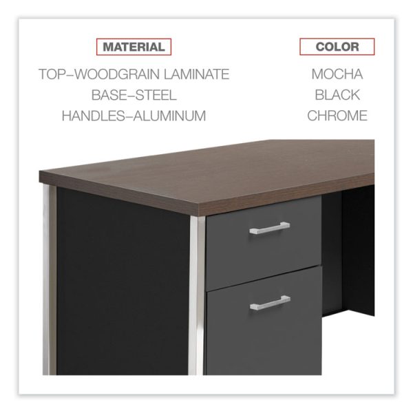 Double Pedestal Steel Credenza, 60w X 24d X 29.5h, Mocha/black - Image 4