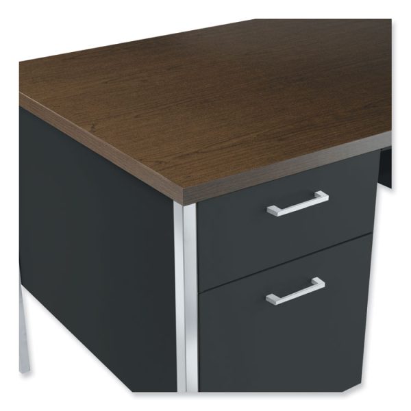 Double Pedestal Steel Credenza, 60w X 24d X 29.5h, Mocha/black - Image 6