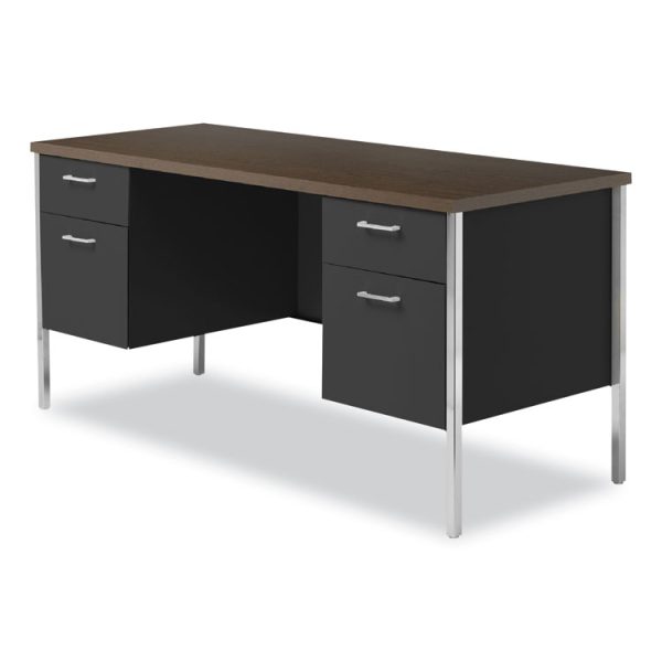 Double Pedestal Steel Credenza, 60w X 24d X 29.5h, Mocha/black - Image 8