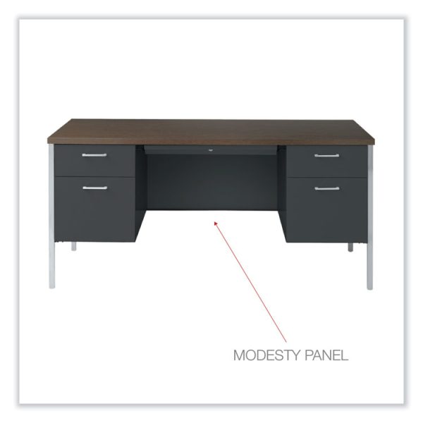 Double Pedestal Steel Desk, 60" x 30" x 29.5", Mocha/Black, Chrome-Plated Legs - Image 6