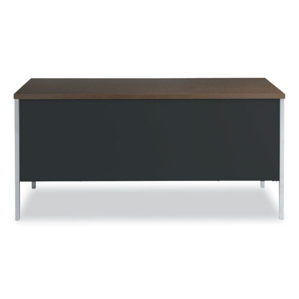 Double Pedestal Steel Desk, 60" x 30" x 29.5", Mocha/Black, Chrome-Plated Legs - Image 9