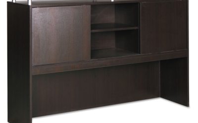 Alera Sedina Series Hutch With Sliding Doors, 72w X 15d X 42.5h, Espresso