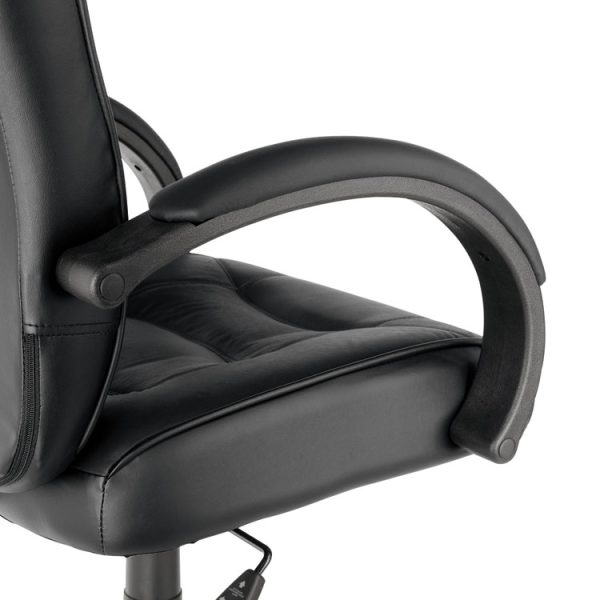 Alera Strada Series High-Back Swivel/tilt Top-Grain Leather Chair, Supports Up To 275 Lb, 17.91" To 21.85" Seat Height, Black - Image 4