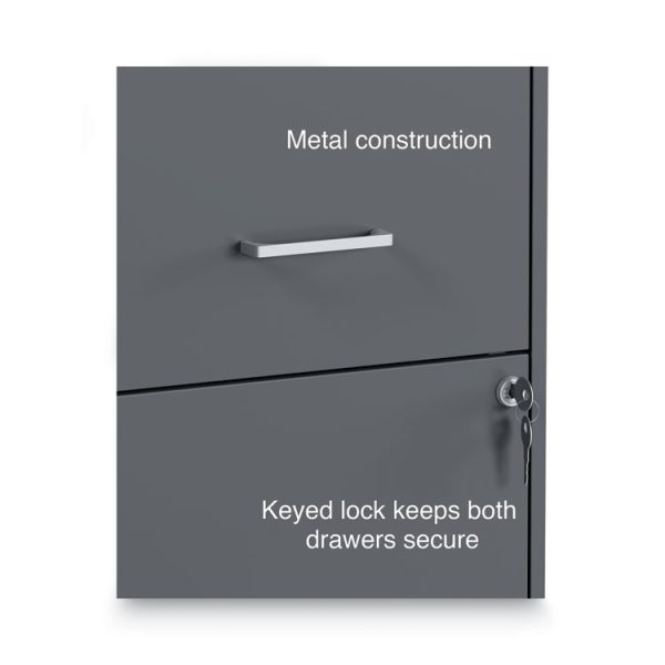 Soho Vertical File Cabinet, 2 Drawers: File/file, Letter, Charcoal, 14" X 18" X 24.1" - Image 4