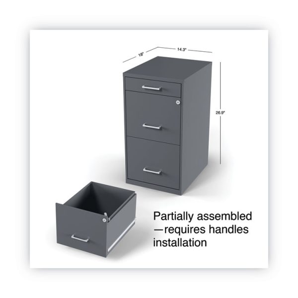 Soho Vertical File Cabinet, 3 Drawers: Pencil/file/file, Letter, Charcoal, 14" X 18" X 26.9" - Image 6