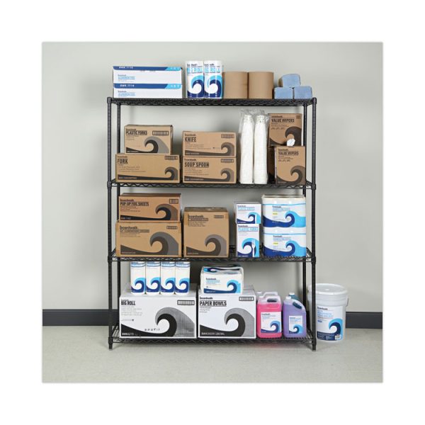 All-Purpose Wire Shelving Starter Kit, Four-Shelf, 60w x 18d x 72h, Black Anthracite Plus - Image 4