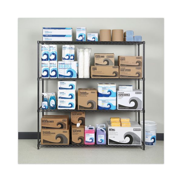 BA Plus Wire Shelving Kit, Four-Shelf, 72w x 18d x 72h, Black Anthracite Plus - Image 4