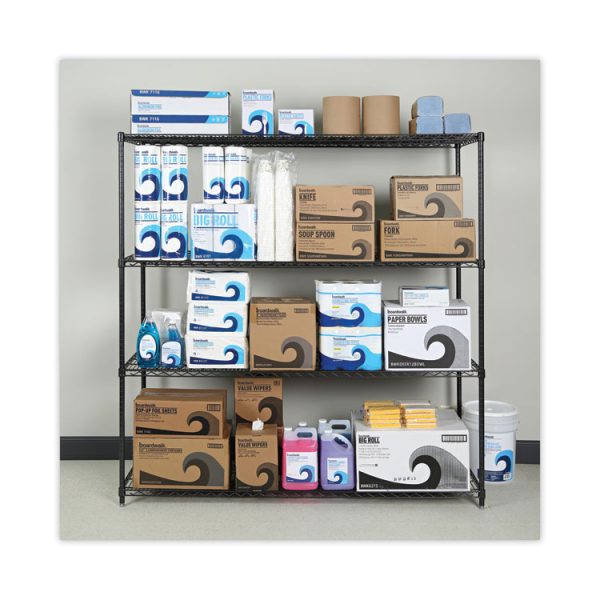 BA Plus Wire Shelving Kit, Four-Shelf, 72w x 24d x 72h, Black Anthracite Plus - Image 4