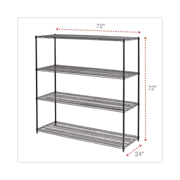 BA Plus Wire Shelving Kit, Four-Shelf, 72w x 24d x 72h, Black Anthracite Plus - Image 2