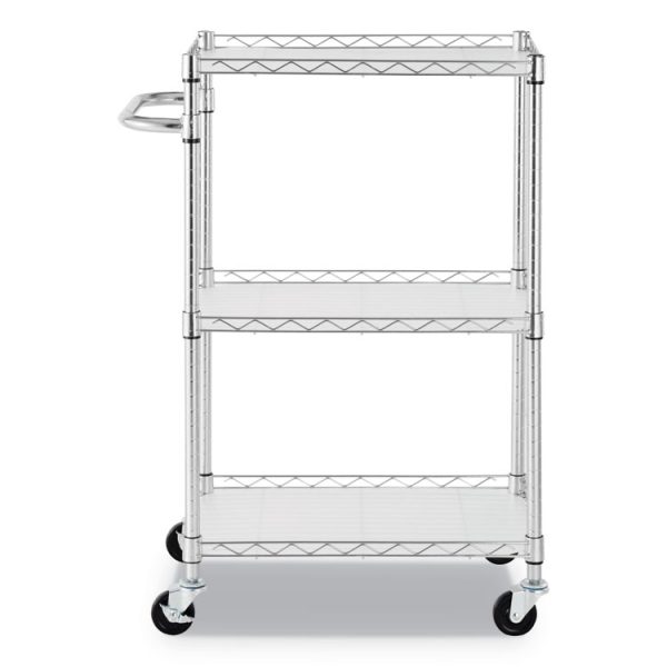 Three-Shelf Wire Cart with Liners, Metal, 3 Shelves, 450 lb Capacity, 24" x 16" x 39", Silver - Image 2