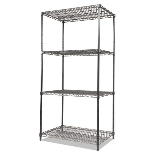 Wire Shelving Starter Kit, Four-Shelf, 36w X 18d X 72h, Black Anthracite - Image 4