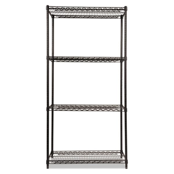 NSF Certified Industrial Four-Shelf Wire Shelving Kit, 36w x 18d x 72h, Black - Image 2