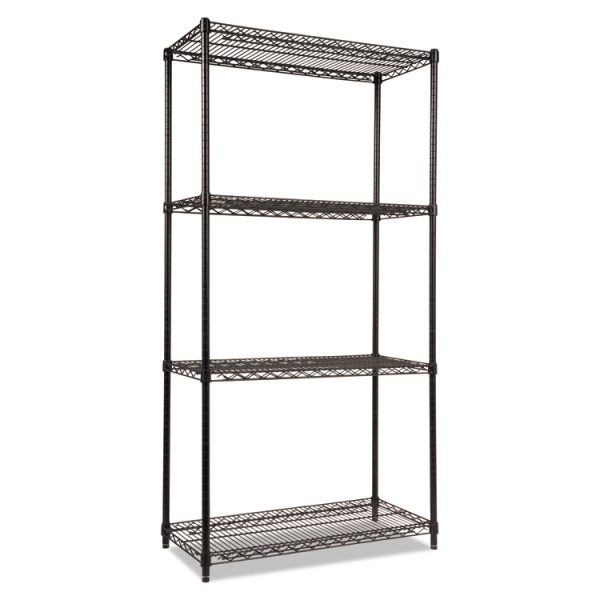 NSF Certified Industrial Four-Shelf Wire Shelving Kit, 36w x 18d x 72h, Black - Image 3