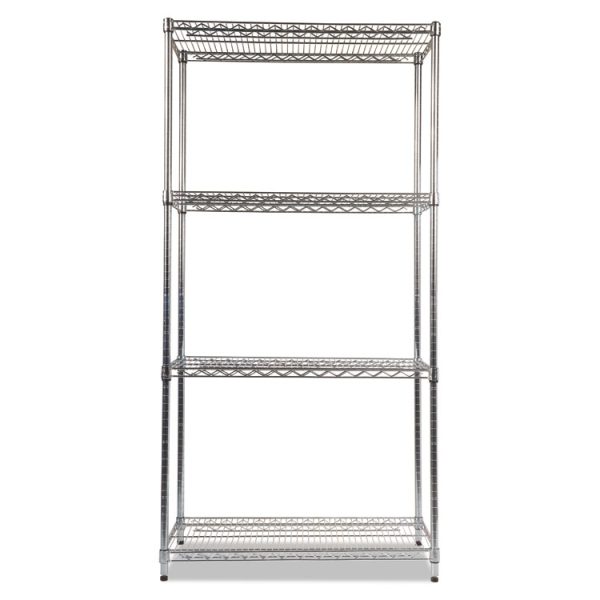 NSF Certified Industrial Four-Shelf Wire Shelving Kit, 36w x 18d x 72h, Silver - Image 2