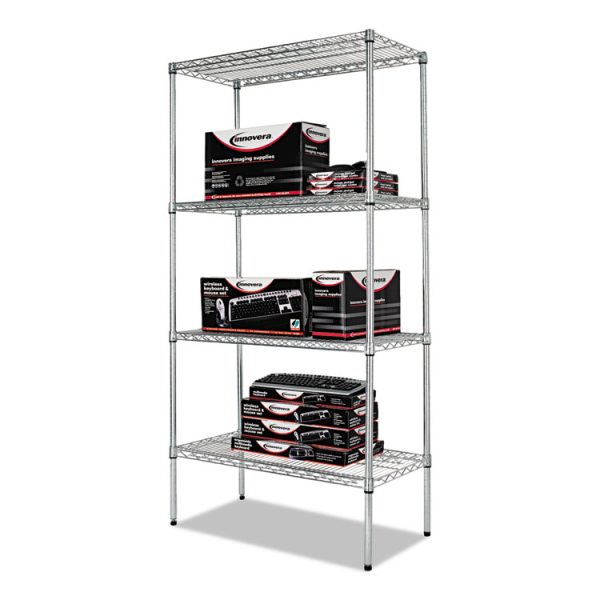 NSF Certified Industrial Four-Shelf Wire Shelving Kit, 36w x 18d x 72h, Silver - Image 6