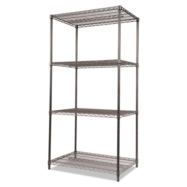 Wire Shelving Starter Kit, Four-Shelf, 36w X 24d X 72h, Black Anthracite - Image 3