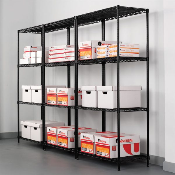 NSF Certified Industrial Four-Shelf Wire Shelving Kit, 36w x 24d x 72h, Black - Image 5