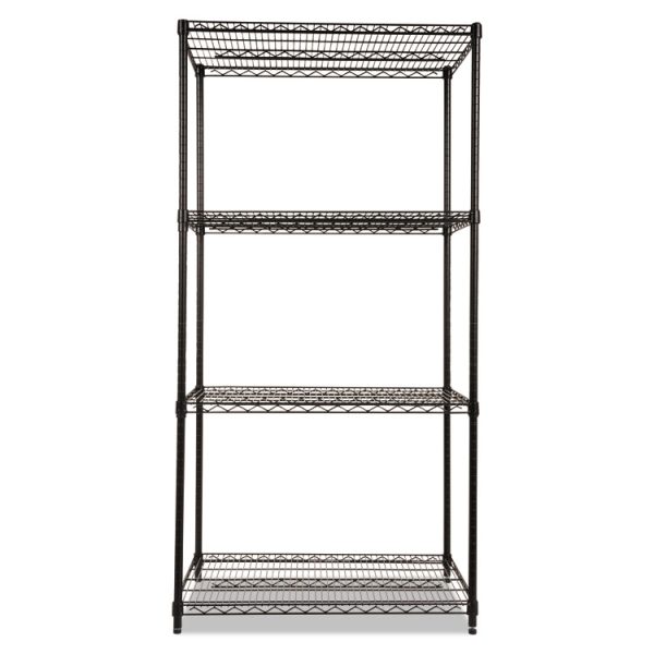 NSF Certified Industrial Four-Shelf Wire Shelving Kit, 36w x 24d x 72h, Black - Image 2