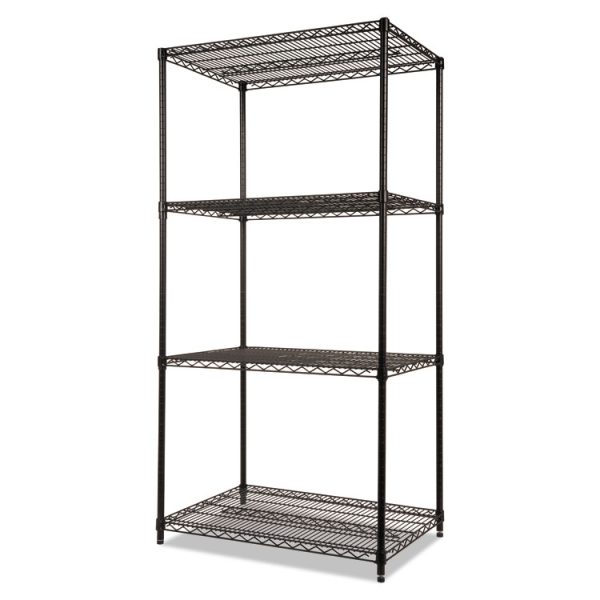 NSF Certified Industrial Four-Shelf Wire Shelving Kit, 36w x 24d x 72h, Black - Image 3