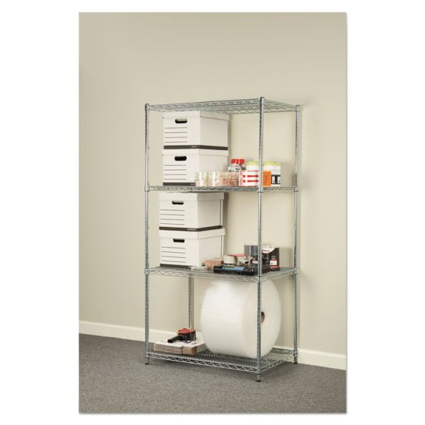 NSF Certified Industrial Four-Shelf Wire Shelving Kit, 36w x 24d x 72h, Silver - Image 5