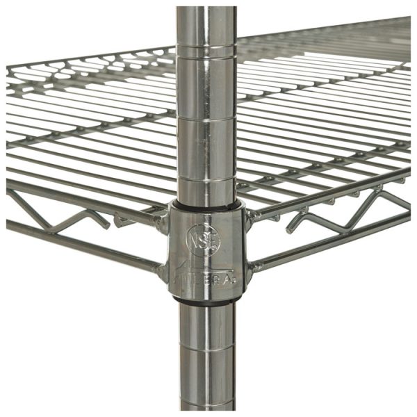 NSF Certified Industrial Four-Shelf Wire Shelving Kit, 48w x 18d x 72h, Silver - Image 7