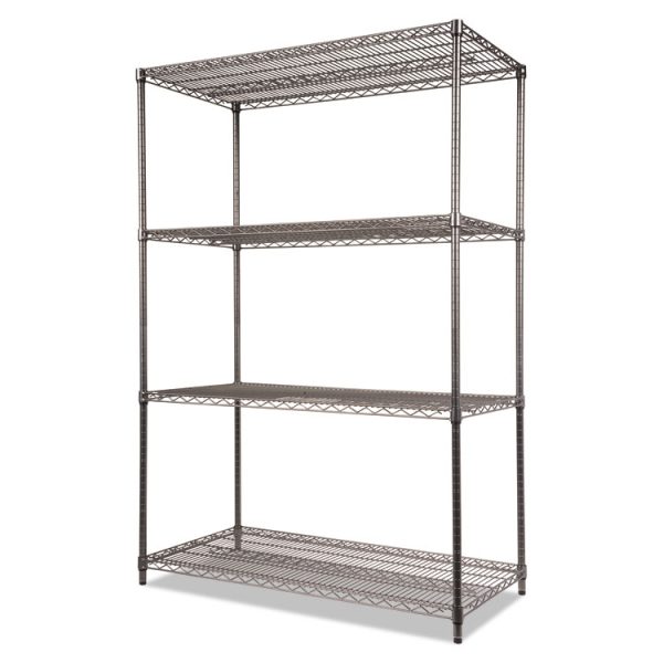 Wire Shelving Starter Kit, Four-Shelf, 48w X 24d X 72h, Black Anthracite - Image 3