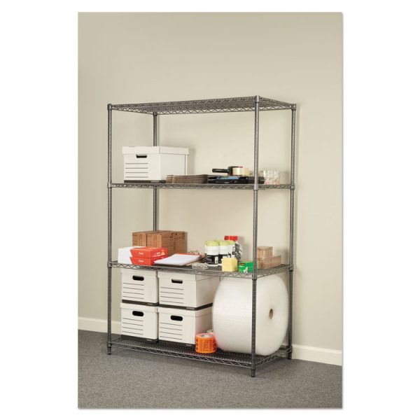 Wire Shelving Starter Kit, Four-Shelf, 48w X 24d X 72h, Black Anthracite - Image 4