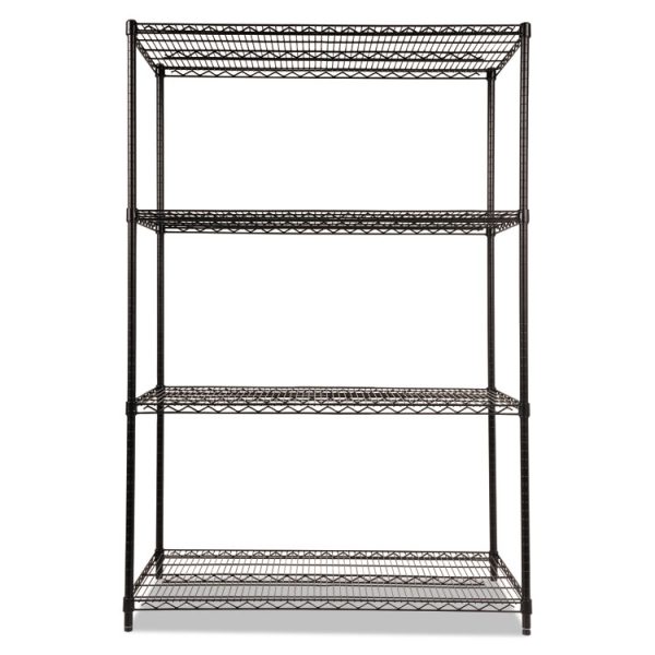 NSF Certified Industrial Four-Shelf Wire Shelving Kit, 48w x 24d x 72h, Black - Image 2