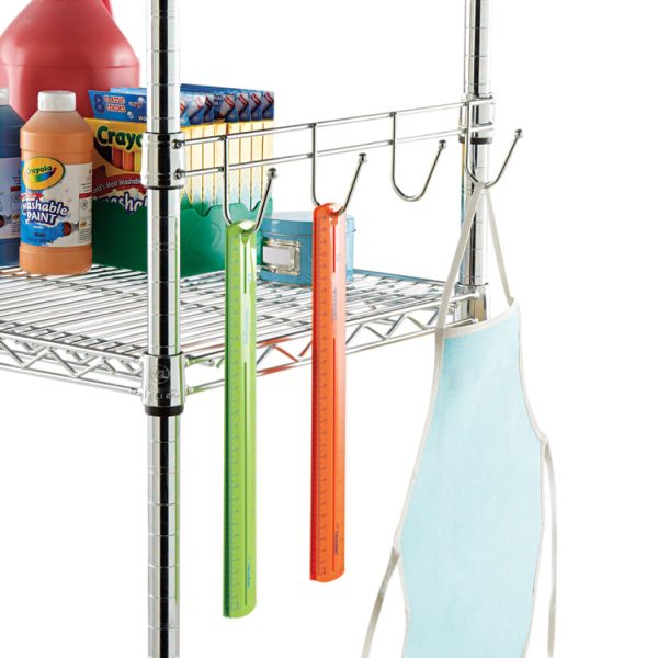 Hook Bars For Wire Shelving, Five Hooks, 24" Deep, Silver, 2 Bars/pack - Image 4