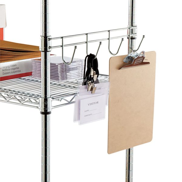 Hook Bars For Wire Shelving, Five Hooks, 24" Deep, Silver, 2 Bars/pack - Image 2