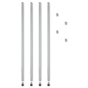 Stackable Posts For Wire Shelving, 36" High, Silver, 4/pack