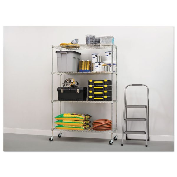 Nsf Certified 4-Shelf Wire Shelving Kit With Casters, 48w X 18d X 72h, Silver - Image 3