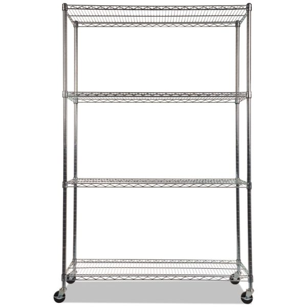 Nsf Certified 4-Shelf Wire Shelving Kit With Casters, 48w X 18d X 72h, Silver - Image 2