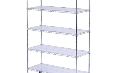 5-Shelf Wire Shelving Kit With Casters And Shelf Liners, 48w X 18d X 72h, Silver